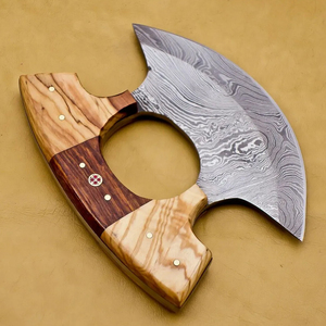 Cuchillo Ulu Hecho a Mano por Artesanos Expertos con Hoja Ancha Curvada de Acero de Damasco, Diseño Industrial para Diestros, Duradero y Ecológico - Product Image 2