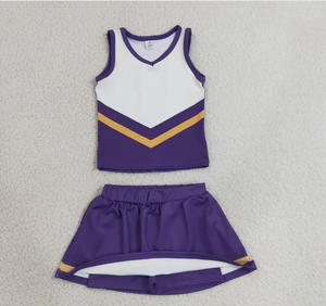 Baby Girls Purple <b>Gold</b> Stripe Vest Top Skirt Shorts Team Yoga Active <b>Clothes</b> Sets - Product Image 4