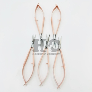 Nuevo Beige Punta de plata Recta Acero inoxidable Zurdo Manicura rusa Doble acción Primavera Tijeras Pestañas Ceja - Product Image 4