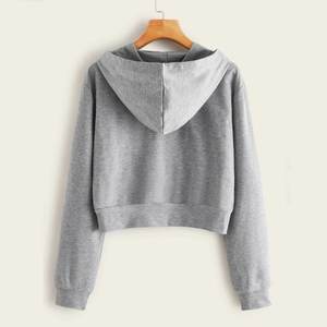 Sudadera con Capucha Casual de Invierno para Mujer, Ligera, de Poliéster/Algodón, Tejido de Punto, Mangas Largas Estampadas, Cuello con Capucha, Corta - Product Image 4