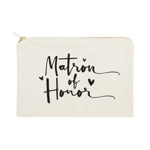 Eco-Friendly Linen <b>Makeup</b> Organizer Bag Portable Matron of Honor Cotton Canvas <b>Case</b> with Letter Pattern for Cosmetics Storage - Product Image 1