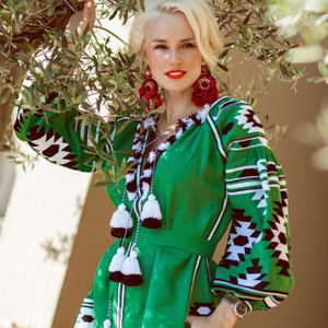 Vestido bordado floral ucraniano sexy para mujer, minivestido de fiesta de manga larga, Tejido estilo europeo, precio de fábrica - Product Image 1