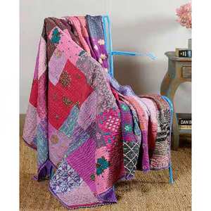 Colorful Khambadiya Patchwork Throw Handmade From 100% Cotton Eco-Friendly Modern for Sofa Bed and Home Decor at Good Price - Product Image 2
