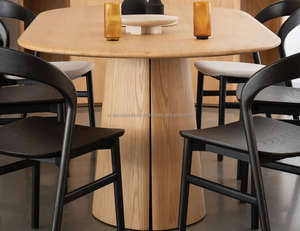 ชุดโต๊ะรับประทานอาหารทรงวงรี ดีไซน์เรียบง่ายทันสมัย ทำจากไม้เนื้อแข็งคุณภาพสูง เหมาะสำหรับบ้าน โรงแรม บ้านไร่ วิลล่า ห้องรับประทานอาหาร และห้องนั่งเล่น - Product Image 6