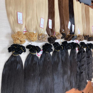 Vente en gros, Double épaisseur, 100% de kératine russe, matière première, pointe plate, extension de cheveux, 0.5 grammes, 1 brin - Product Image 1