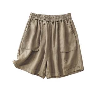 Shorts Bermuda d'été pour femmes, décontractés, taille mi-haute, pour adolescentes, pantalon respirant, séchage rapide, taille élastique, 100% coton, sportif, course à pied - Product Image 1