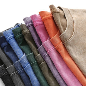 T-shirt ample et oversize pour homme, 100 % coton, impression personnalisée, uni, délavé à l'acide, t-shirt délavé à la pierre, vêtements vintage, sans marque - Product Image 5