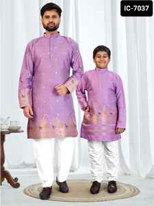 Most Beautiful Me's and Kids Wear Ready to Wear Traditio0nal Wear <b>Kurta</b> with Cotton Pyjama Set with Embroidery Work <b>Kurta</b> - Product Image 6