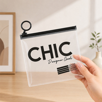 Sac cosmétique en PVC transparent avec fermeture éclair, logo personnalisé OEM, pochette de toilette en PVC portable avec fermeture éclair TSA pour les voyages, organiseur de maquillage et de soins de la peau