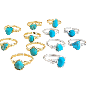 Boho Style Rings Gold and <b>Silver</b> Plated with Natural Turquoise Fashion Pendants & <b>Charms</b> Resale Jewelry - Product Image 3