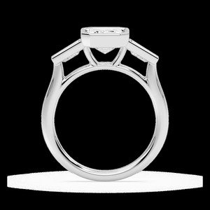 Anillo de Compromiso de Tres Piedras con Diamante Cultivado en Laboratorio de Corte Esmeralda de 2.20 CTW, Piedras Laterales Trapezoidales, Certificado IGI, Oro Sólido de 14K, Anillo de Novia - Product Image 1