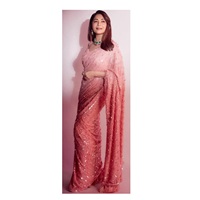 Derniers designs indiens traditionnels modernes Bollywood Celebrity Inspired Sequins Saree Disponible au prix de gros
