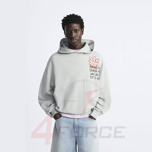 Sudadera Corta de Estilo Urbano de Lujo para Hombre, Corte Cuadrado, 500 GSM, Felpa de Algodón, Ajuste Holgado, Moda Casual, Sudadera Corta, OEM, Marca Privada - Product Image 1