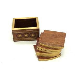 Ensemble de luxe Sous-verres artisanaux en bois et laiton incrustés chez Star Crafts India pour la maison et le bureau - Product Image 5