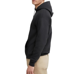 Sudadera con Capucha para Hombre, Negra, de Algodón y Felpa, Corte Regular, Color Sólido, Informal, con Bolsillo Delantero, para Otoño - Product Image 3