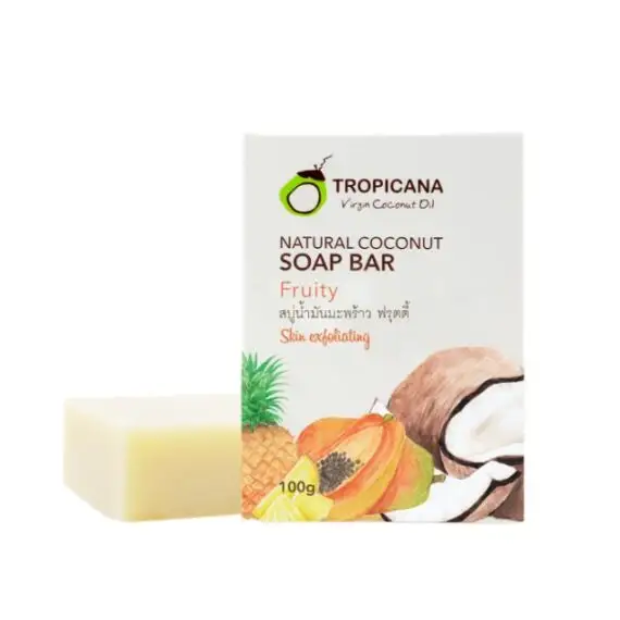 Tropicana Kokosnussöl handgemachte Seife für trockene Haut nicht konservierende Formel Fruchtgefühl 100 g hohe Reinigungsleistung