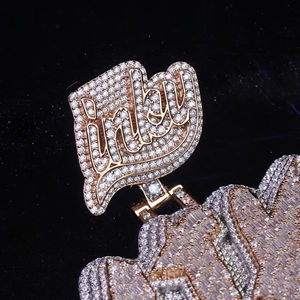 Colgante de Plata de Ley 925 con Incrustaciones de Diamantes Cultivados en Laboratorio, Estilo Hip Hop, Personalizado con Letras y Nombres, Venta al por Mayor - Product Image 3