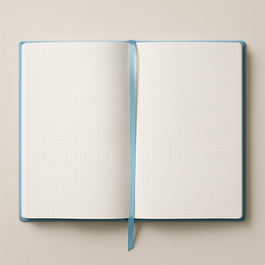 LABON Cloud Walk A5 Linen Notebook Soft Blue Pure White Cover Girl and Dog Walking on Clouds Journal with <strong>Kites</strong> and Ribbon - Product Image 4