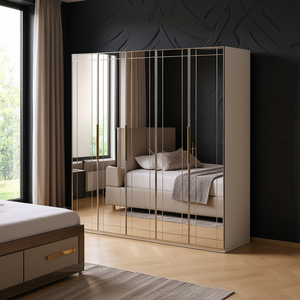 Turkish Wholesale Supplier American Style Paris <b>GREY</b> Bedroom Set Fashionable Wardrobes Glass Sliding Mirror <b>Frame</b> Options 2 - Product Image 3