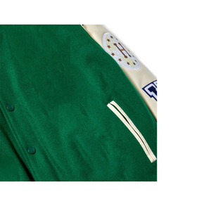 Tissu de laine d'hiver avec logo personnalisé OEM Coupe-vent ajusté pour hommes et femmes Veste universitaire brodée vintage à col montant réversible - Product Image 4