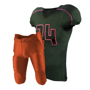 Ropa deportiva de alta calidad, uniforme de fútbol, sublimación personalizada, camiseta verde y pantalón naranja, uniforme americano, venta a granel 2024 - Product Image 1