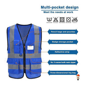 Chaleco de seguridad sin mangas informal de verano de diseño personalizado para hombre, chaqueta de poliéster de Color sólido, ropa de calle transpirable, Características exteriores - Product Image 4