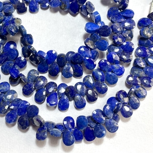 Cuentas de briolette con forma de pera facetada de Lapiz Lazuli, forma de almendra calibrada de 6x8MM, piedras preciosas naturales para hacer joyas - Product Image 1