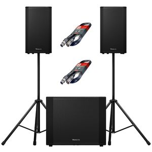 Meilleur haut-parleur actif XPRS152 de 15 pouces de haute qualité et deux enceintes sur pieds avec câbles XLR inclus, subwoofer noir - Product Image 3