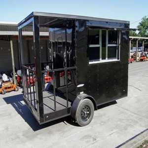 Remorque alimentaire mobile commerciale noire 7x12 à vendre, remorque de service alimentaire avec véranda, prix avantageux - Product Image 1