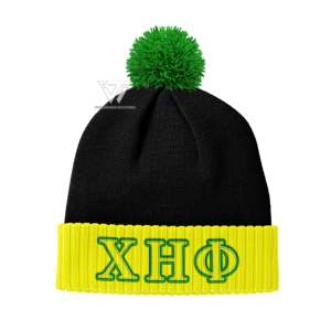 Personnalisé grec noir Chi Eta Phi sororité vêtements auto tricoté Jacquard chaud bonnet chapeau d'hiver grec attirail jacquard - Product Image 1