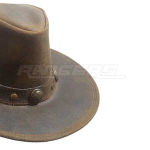 Genuine Leather <b>Cowboy</b> <b>Hats</b> Concho Band Classic Western Style Custom Size OEM Brown Australian <b>Cowboy</b> <b>Hats</b> Wholesale - Product Image 2