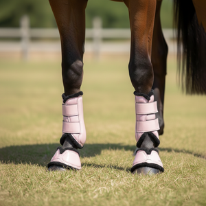 Bottes de cheval en tissu maillé rose avec garniture en fausse fourrure douce, personnalisables pour l'équitation sportive et l'entraînement - Product Image 2