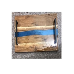 Plateau à fruits rectangulaire en bois et résine fait à la main pour la maison et la cuisine plateaux de service décoratifs en bois et en résine - Product Image 6