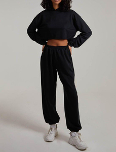 ชุดครอปมีฮู้ดถักสำหรับผู้หญิงชุดครอปแบบลำลองทันสมัยใส่สบายสำหรับทุกฤดู - Product Image 4