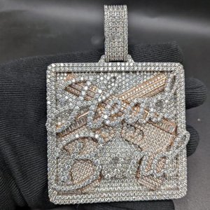 Colgante de Plata de Ley 925 con Baño de Rodio y Diamantes de Moissanita VVS, Estilo Hip Hop, Lujoso, Brillante, para Uso Diario - Product Image 5