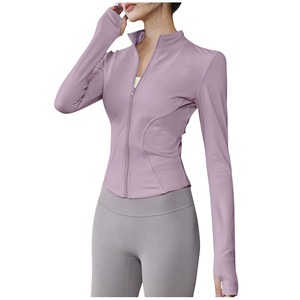 Top de Yoga Personalizado Transpirable de Spandex/Nailon, Talla Grande, Chaquetas de Fitness para Mujer, Ropa Deportiva Suave con Media Cremallera y Ribete en Contraste para Gimnasio - Product Image 2
