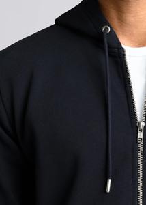 Breathable Winter Embroidered Custom Logo High Quality 100% Cotton <b>Men's</b> Zipper-Up French Terry Heavyweight <b>Black</b> Hoodie - Product Image 4