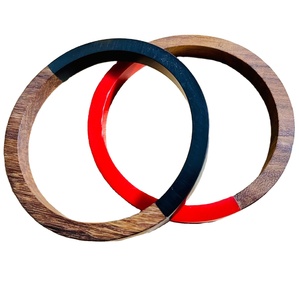 Best Wooden & Resin <b>Bangle</b> <b>Bracelets</b> Red Black Color Classic Style Unisex Fashion Jewelry Gift for Woman - Product Image 1