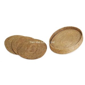 แผ่นรองจานหวายทรงกลมแบบคลาสสิก ทำด้วยมือ สำหรับป้องกันโต๊ะอาหาร ผลิตจากหวายธรรมชาติของเวียดนาม - Product Image 1