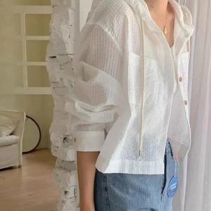 Camisas CON CAPUCHA DE VERANO informales de alta calidad, camisa elegante de manga larga con cuello vuelto, Camisas de mujer al por mayor de algodón 100% - Product Image 4