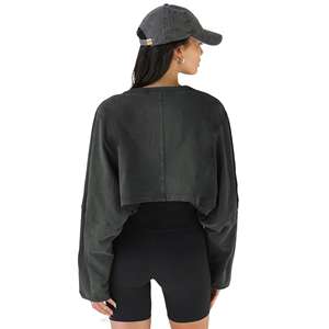 Lightweight Women's Loose Quick Dry Cropped Oversized Fitness T-Shirt Breathable Solid Pattern Size <b>Small</b> Single Piece OEM - Product Image 6