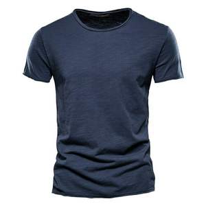 T-shirt pour homme en coton 100% uni, anti-froissement, coupe ample, imprimé, nouvelle arrivée, vêtements décontractés, antibactérien - Product Image 1