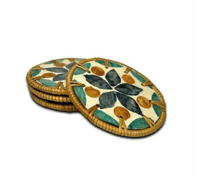 Juego de Posavasos Redondos Artesanales de Nácar, Posavasos Decorativos Hechos a Mano con Conchas Marinas para una Mesa de Lujo, OEM ODM - Product Image 2