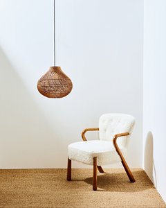 Abat-jour en rotin Globe Abat-jour suspendu en osier fait à la main Silhouette arrondie Accent décoratif de plafond pour intérieur moderne - Product Image 4