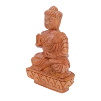 Statue de Bouddha chinoise artisanale en bois de 6 pouces, figurine spirituelle polie de forme irrégulière, idole décorative pour table, maison ou temple