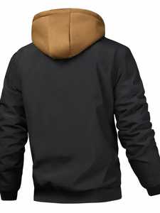 Chaqueta con capucha informal para hombre con forro a cuadros: ropa de abrigo de invierno cálida y elegante, chaqueta bomber para hombre - Product Image 2