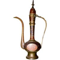 Théière Arabe Dallah, Pots à Thé et à Café de Table, Design Rond, Grande Taille, Dessus en Laiton, Luxe pour la Maison, Métal Personnalisable, T/T