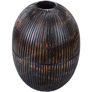 Jarrón decorativo de madera tallado a mano para el hogar, jarrón redondo de diseño creativo de madera maciza para vendedores de comercio electrónico a un precio asequible - Product Image 5