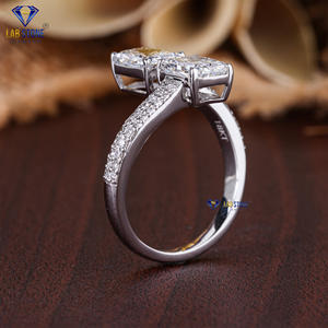 Anillo de oro blanco con diamantes de corte redondo y radiante TDW 2,42 de Labstone/Lujo que dura toda la vida/Color DE LA EF-VS - Product Image 5