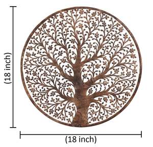 Décoration murale en bois Arbre de Vie, panneau mural suspendu (18 pouces x 18 pouces) (Matériau - Bois) Marron/Blanc - Product Image 2